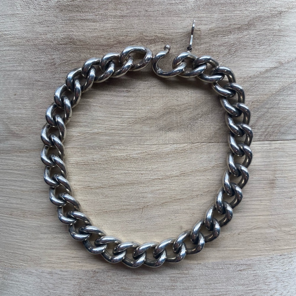 Vintage chunky sterling silver curb chain from Poland